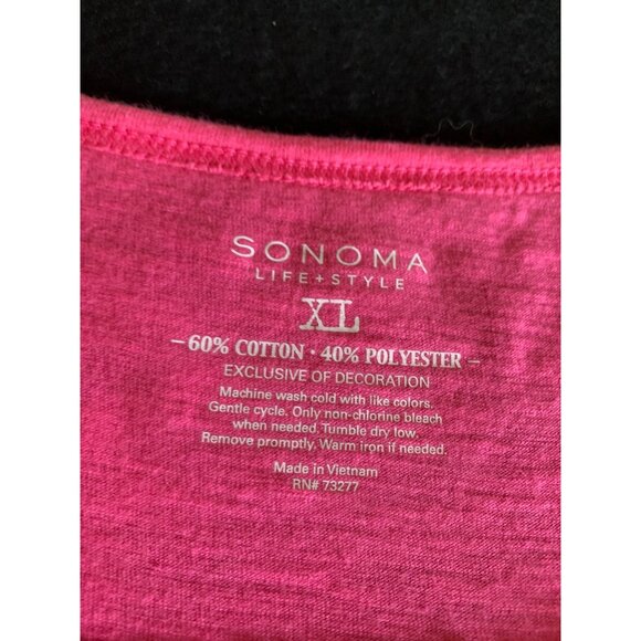Sonoma Life Style Womens Pink T-Shirt Size XLarge Cotton Blend - Picture 2 of 6